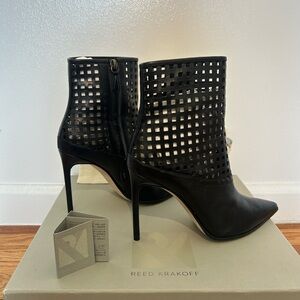 Reed Krakoff Black Perforated Leather Ankle Boots